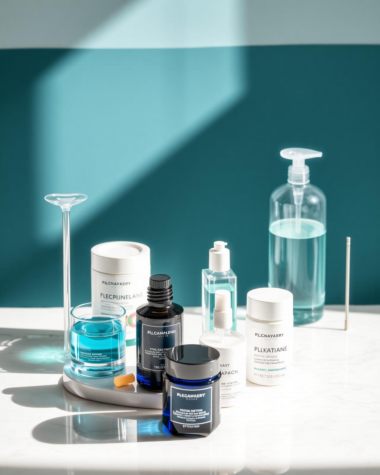 HB laboratory glassware and products on marble